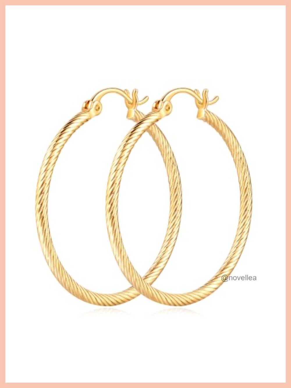 14K Gold Plated Large Hoop Earrings for Women 35mm Spiral Twist